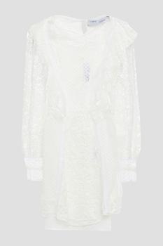 IRO评价, IRO | Fergus ruffled cotton-blend lace and point d'esprit mini dress商品图片 3折