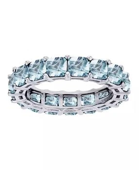 Macy's | Lab Grown Light Blue Spinel Princess Cut Eternity Band in Rhodium Plated Sterling Silver,商家Macy's,价格¥235