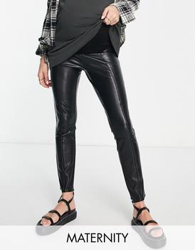 推荐Topshop Maternity faux leather trousers in black商品