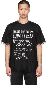男装burberry t恤, Burberry | 黑色 Paneled Lace T 恤商品图片 