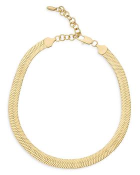 商品Snake Smooth Chain 18K Gold Plated Necklace, 15"图片