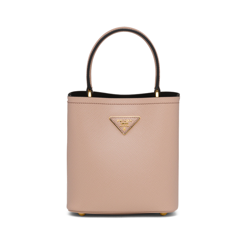 美国prada包, Prada | PRADA/普拉达 22新款 Panier系列 女士小号粉色saffiano皮革金色徽标磁扣拆卸肩带皮革手柄单肩手提斜挎包1BA217_2ERX_F0UDW_V_OOO商品图片 包邮包税