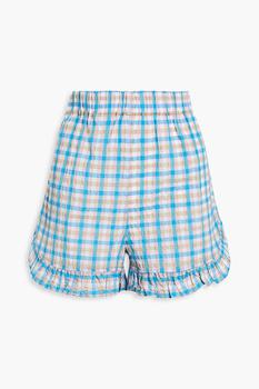 推荐Ruffled gingham seersucker shorts商品