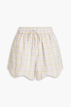 Ganni | Checked cotton-blend seersucker shorts商品图片,4.4折