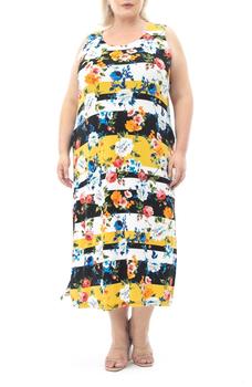 Nina Leonard | Floral Stripe Sleeveless Maxi Dress商品图片,5.7折