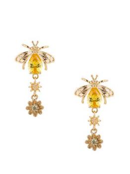 Eye Candy LA | Luxe Aubrey Honey Bee Crystal Drop Earrings商品图片,5折