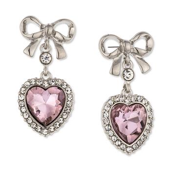 Charter Club | Bow & Crystal Heart Drop Earrings, Created for Macy's商品图片,5.1折, 独家减免邮费