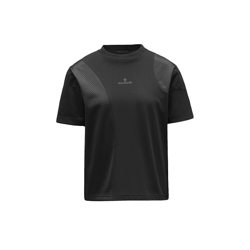Moncler | 【预售3-7天】Moncler/蒙克莱 22年秋冬新款 女士黑色棉质拼涤纶面料网眼细节短袖T恤H10938C00004829H8999商品图片,8折, 包邮包税