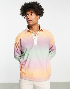 ASOS | ASOS DESIGN oversized rugby sweatshirt in ombre stripe商品图片,