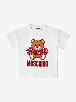 推荐Moschino White Baby Girls Cotton Teddy Toy Cheerleader T-Shirt商品