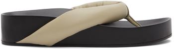 Jil Sander | Khaki & Black Oversize Flip Flop Sandals商品图片,独家减免邮费