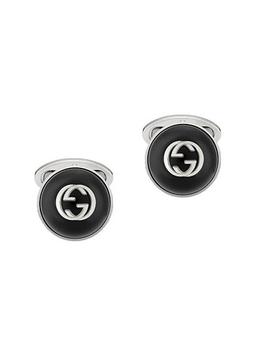 商品Gucci | Interlocking G Sterling Silver Enamel Button Cufflinks,商家Saks Fifth Avenue,价格¥3619图片