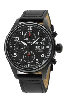 推荐Men's Vaughn Black Leather Watch, 42mm商品