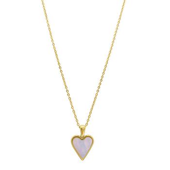 ADORNIA | White Mother of Imitation Pearl Heart Adjustable Gold-Tone Pendant Necklace商品图片,