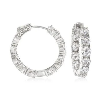 Ross-Simons | Ross-Simons CZ Inside-Outside Hoop Earrings in Sterling Silver 7.5折, 独家减免邮费