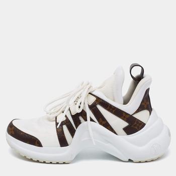 lv低帮鞋, [二手商品] Louis Vuitton | Louis Vuitton White/Brown Neoprene, Mesh and Monogram Canvas Archlight Low-Top Sneakers Size 40商品图片 满1件减$100, 满减