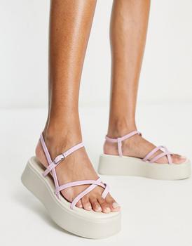 推荐Vagabond Courtney strappy flatform sandals in pink leather商品