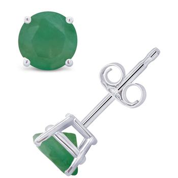 商品Macy's | Emerald (1 ct. t.w.) Stud Earrings in 14K White Gold. Also Available in 14K Yellow Gold,商家Macy's,价格¥3705图片