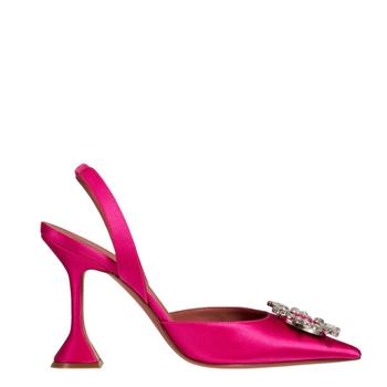 amina muaddi是什么牌子, Amina Muaddi | 95mm Begum Satin Slingback Pumps In Fuchsia商品图片 