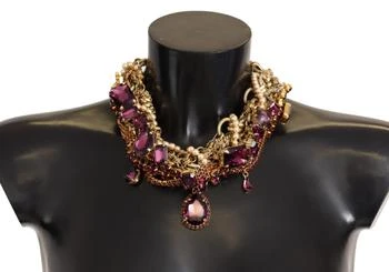 Dolce & Gabbana | Dolce & Gabbana Gold Brass Sicily Purple Crystal Necklace,商家SEYMAYKA,价格¥8688