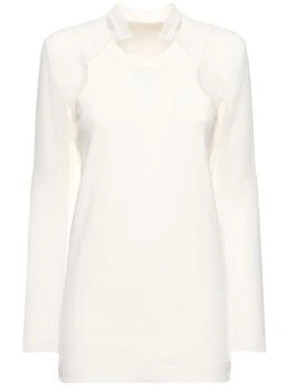 Sacai | Ribbed Cotton Jersey & Chiffon Top,商家LUISAVIAROMA,价格¥1920