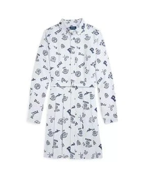 Ralph Lauren | Big Girls Pleated Graphic Cotton Oxford Shirtdress,商家Macy's,价格¥425