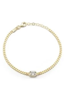 Sphera Milano | 14K Gold Plated Sterling Silver Emerald Cut CZ Curb Chain Bracelet,商家Nordstrom Rack,价格¥331