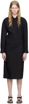 Lemaire | Black Straight Collar Twisted Midi Dress 3.8折