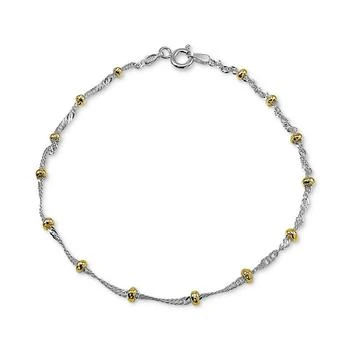 推��荐Beaded Singapore Chain Bracelet in Sterling Silver & 18k Gold-Plate, Created for Macy's商品