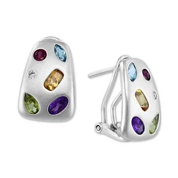 Effy | EFFY® Multi-Gemstone (2 ct. t.w.) & Diamond (1/20 ct. t.w.) Hoop Earrings in Sterling Silver,商家Macy's,价格¥2082