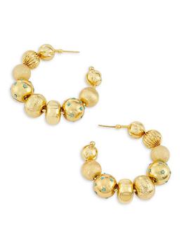 商品GAS Bijoux | Creole 24K-Gold-Plated & Turquoise Beaded Hoop Earrings,商家Saks Fifth Avenue,价格¥2009图片