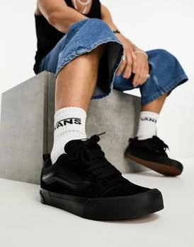 推荐Vans Knu Skool chunky trainers in black with black sole商品