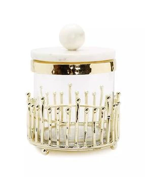 Classic Touch | Small Canister with Straight Cut Design and Marble Lid Set, 2 Piece,商家Macy's,价格¥269