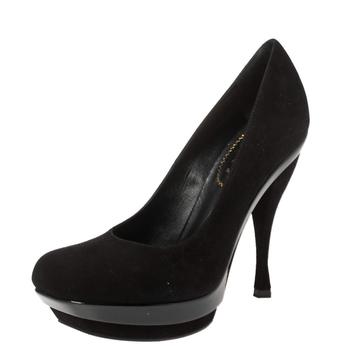 ysl高跟鞋多少钱, [二手商品] Yves Saint Laurent | Saint Laurent Paris Black Suede Arya Platform Pumps Size 36商品图片 4.4折