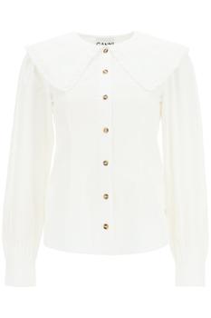 商品Ganni | Ganni Ruffled Poplin Shirt,商家Cettire,价格¥471图片
