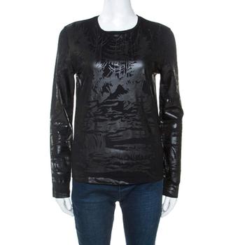 推荐Balenciaga Black Embossed Cotton Long Sleeve Top S商品