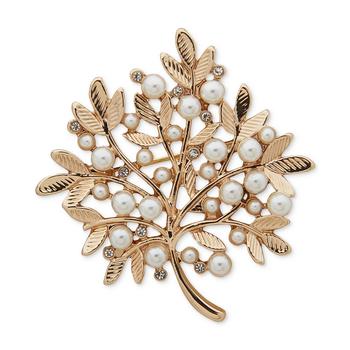 商品Anne Klein | Gold-Tone Imitation Pearl & Crystal Tree Branch Pin,商家Macy's,价格¥201图片