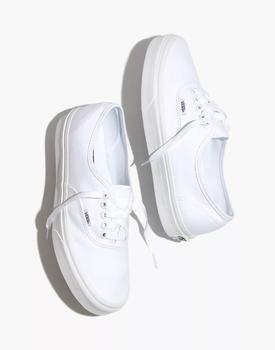 Vans | Unisex Authentic Lace-Up Sneakers in White Canvas商品图片,