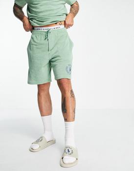 拉夫劳伦短裤图片, Ralph Lauren | Polo Ralph Lauren x ASOS exclusive collab terry towelling shorts in green with small circle logo商品图片 