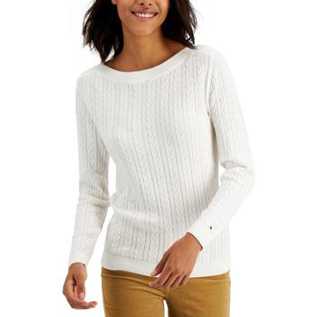 Tommy Hilfiger | Tommy Hilfiger Womens Billie Boatneck Cable Knit Pullover Sweater商品图片,5折, 独家减免邮费