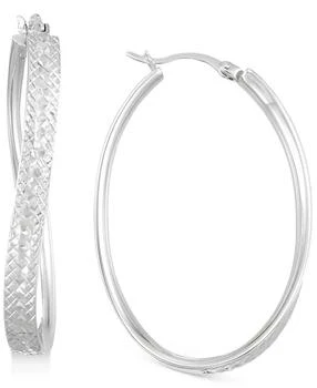 Macy's | Textured Wavy Oval Hoop Earrings in 14k White Gold Over Sterling Silver,商家Macy's,价格¥442