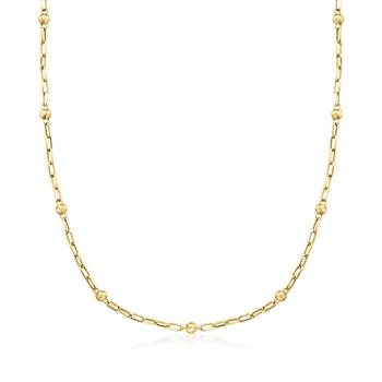 Ross-Simons | Ross-Simons 18kt Yellow Gold Bead Station Paper Clip Link Necklace,商家Premium Outlets,价格¥7513