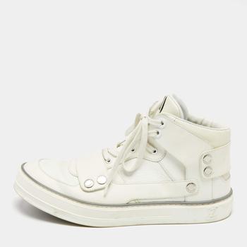 lv男鞋, [二手商品] Louis Vuitton | Louis Vuitton Off-White Leather and Mesh High-Top Sneakers Size 40商品图片 满1件减$100, 满减