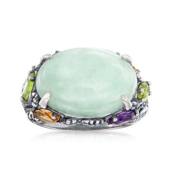 商品Ross-Simons Jade and Multi-Gemstone Ring in Sterling Silver图片