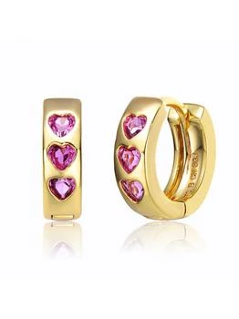 Rachel Glauber | Young Adults/Teens 14k Yellow Gold Plated With Heart Pink Cubic Zirconia Hoop Earrings,商家Verishop,价格¥265
