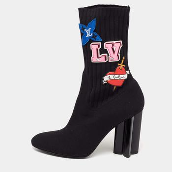 lv长筒靴, [二手商品] Louis Vuitton | Louis Vuitton Black Stretch Fabric LV Black Heart Sock Ankle Boots Size 36.5商品图片 7.8折, 满1件减$100, 满减