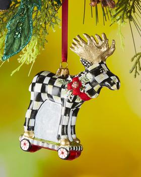 商品MacKenzie-Childs | Holiday Moose on the Loose Glass Ornament,商家Neiman Marcus,价格¥710图片