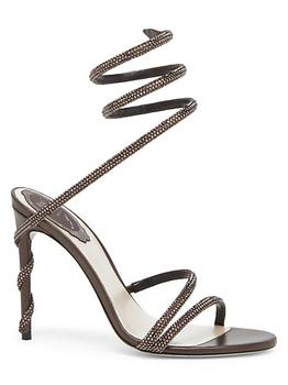 Rene Caovilla | Crystal-Embellished Leather Wrap Sandals商品图片,