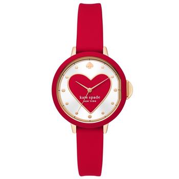 Kate Spade, Kate Spade | Women's Park Row Three-Hand Red Silicone Strap Watch 34mm商品图片 额外7.5折, 额外七五折
