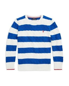 Ralph Lauren | Boys' Striped Cable-Knit Cotton Sweater - Little Kid, Big Kid,商家Bloomingdale's,价格¥422